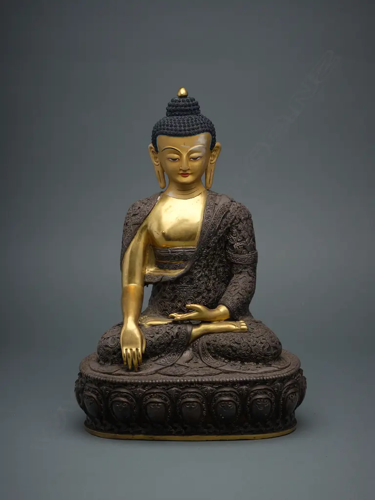 A white metal alloy/brass/gilt/paint Buddha figure - Tibet/China?, Image 1++